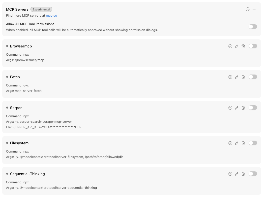 Список MCP-серверов