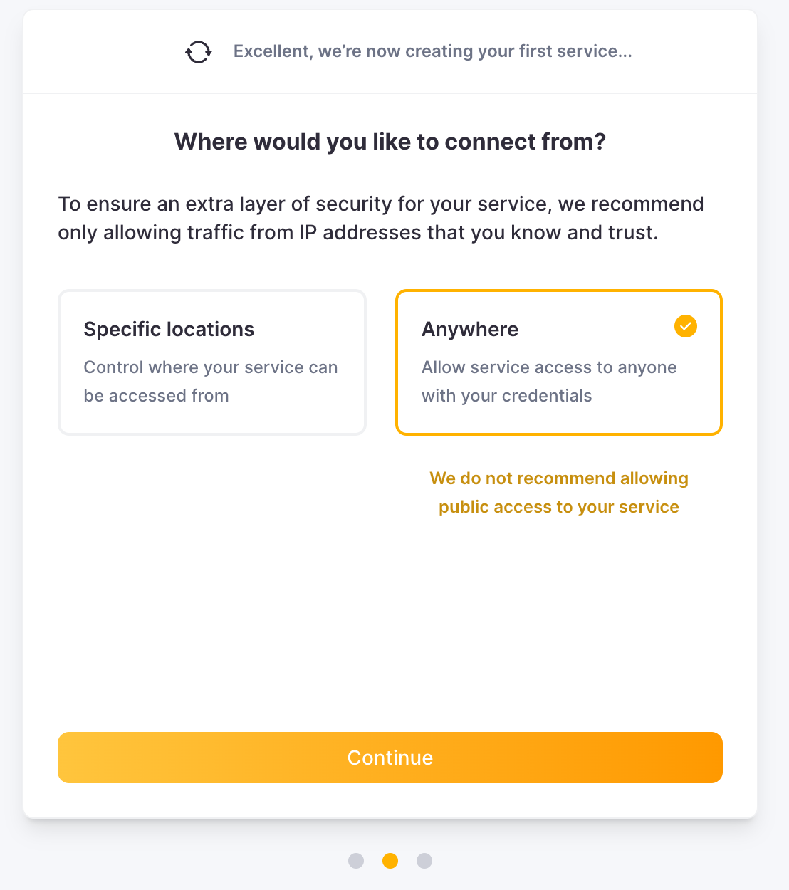 Параметр�ы подключения ClickHouse Cloud с конфигурацией доступа по IP
