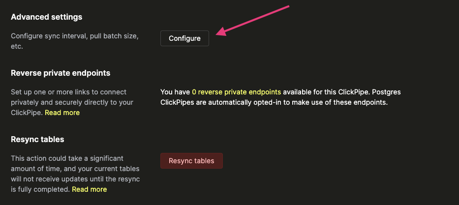 Кнопка редактирования настроек синхронизации