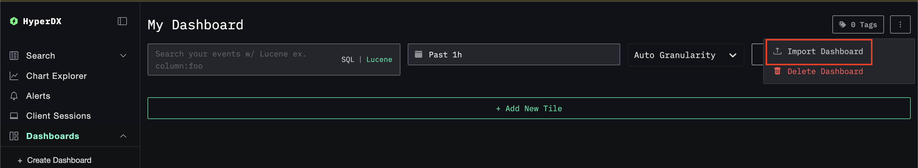 Импорт дашборда